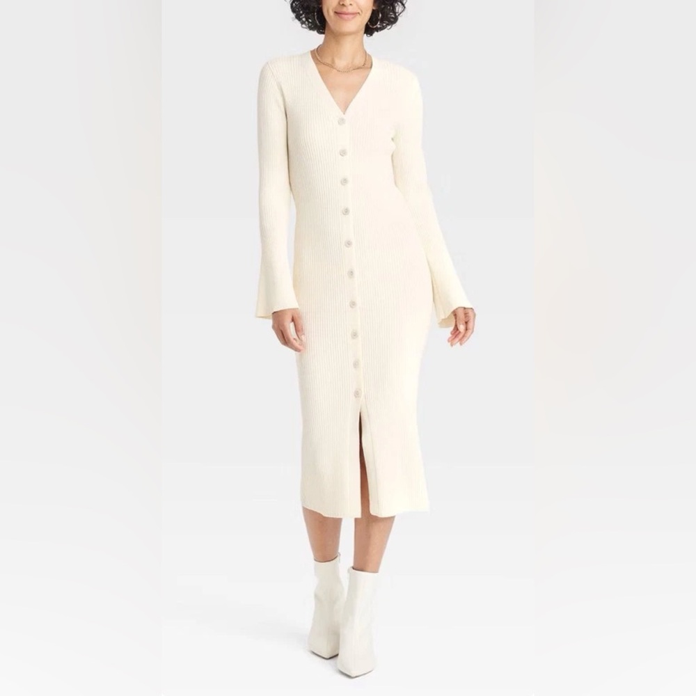 156 Women's Bell Long Sleeve Midi  Dress - A New Day